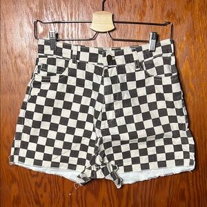 Thrills Black and White Jean Shorts